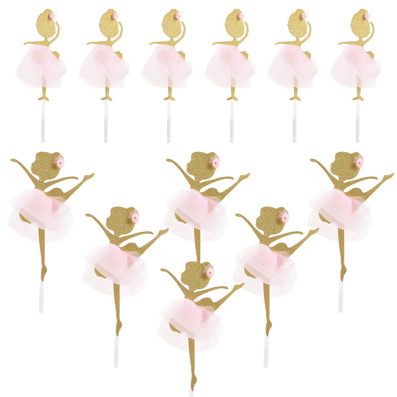 Tortafedők Arany Csillogó Táncoló Lány Balerina Cupcake Topperek Tortaválogatás Esküvői Zuhany Születésnapi parti dekoráció