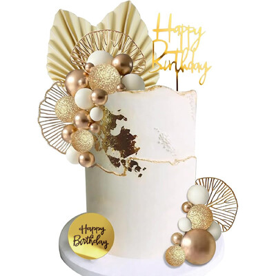 Μπλε λευκές χρυσές μπάλες Cake Toppers Μπάλες Διακοσμήσεις τούρτας γενεθλίων για γενέθλια Boho Wedding Baby Shower Party Διακοσμήσεις
