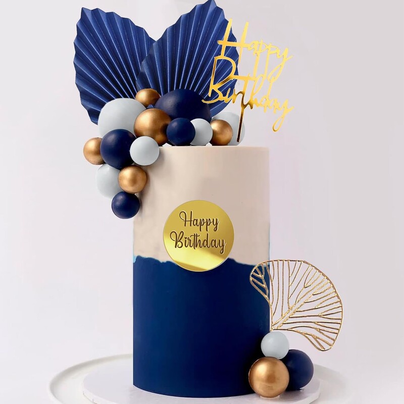 Kék fehérarany golyók tortafeltétek golyók születésnapi tortadíszek születésnapra Boho esküvői babaváró party dekorációk