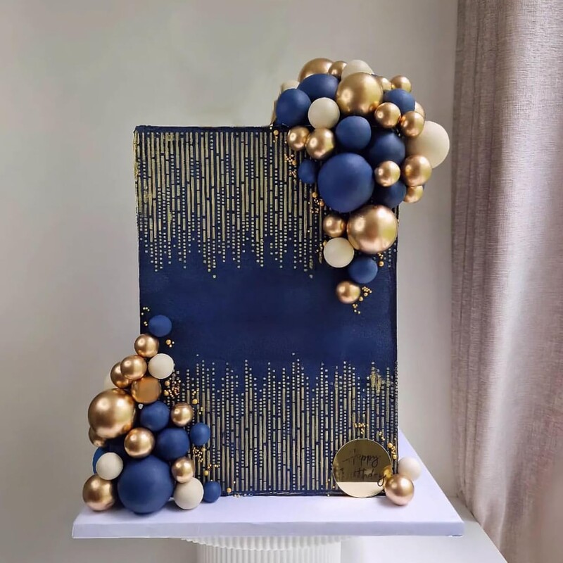 Kék fehérarany golyók tortafeltétek golyók születésnapi tortadíszek születésnapra Boho esküvői babaváró party dekorációk