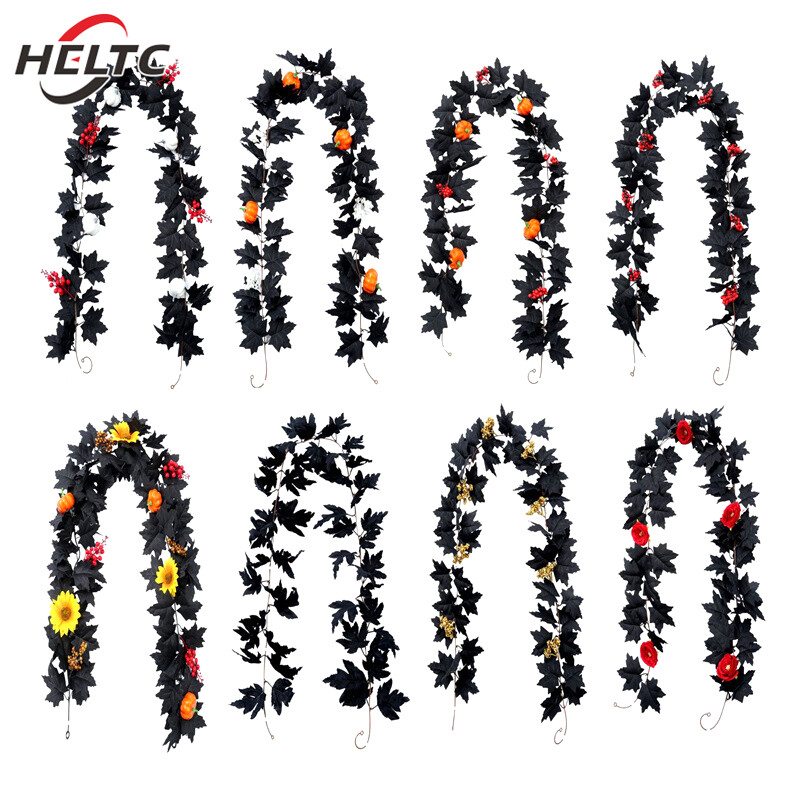 2M mesterséges juharlevél füzér Hamis növények Őszi dekoráció Szőlőlevelek Hálaadás Halloween Fesztiválokra Esküvői dekoráció