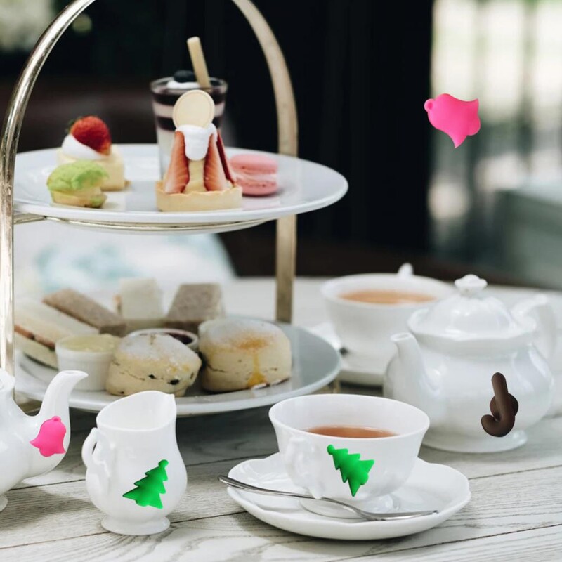 Vyno stiklo žavesiai gėrimų žymekliai Mieli kalėdinio stiklo identifikatoriai silikoniniai kalėdiniai vyno stiklo žymekliai lipnioms taurelėms