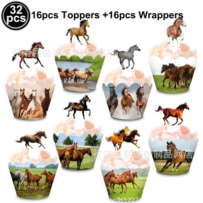 Western Cowboy Horse Cake Toppers Happy Birthday Cake Topper Διακόσμηση τούρτας ιπποδρομιών Cowboy Kids Horse Birthday Party Διακόσμηση