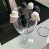 6 vnt. Silikoninis raudonojo vyno stiklo žymeklis Creative Skull Marker žavus geriamojo stiklo identifikavimo puodelis Etiketės Ženklai vakarėliui