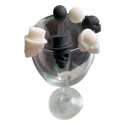 6 vnt. Silikoninis raudonojo vyno stiklo žymeklis Creative Skull Marker žavus geriamojo stiklo identifikavimo puodelis Etiketės Ženklai vakarėliui