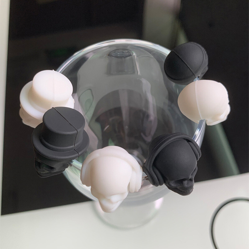 6 vnt. Silikoninis raudonojo vyno stiklo žymeklis Creative Skull Marker žavus geriamojo stiklo identifikavimo puodelis Etiketės Ženklai vakarėliui