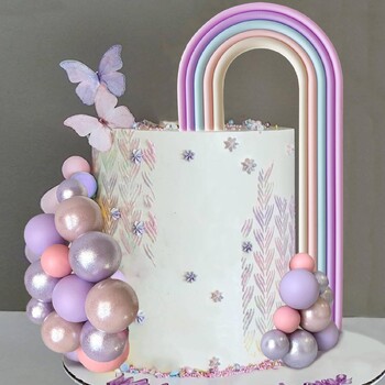 12 цвята Rainbow Cake Topper Decoration Blue Pink Purple Rainbows Cake Decoration Baby Shower Girls Boys Birthday Party Supplie