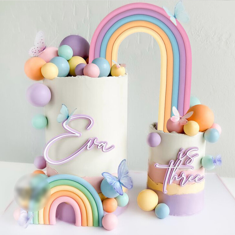 12 színű szivárványos tortadísz Kék rózsaszín lila szivárványos tortadísz babazuhany lányoknak fiúknak születésnapi parti kellék