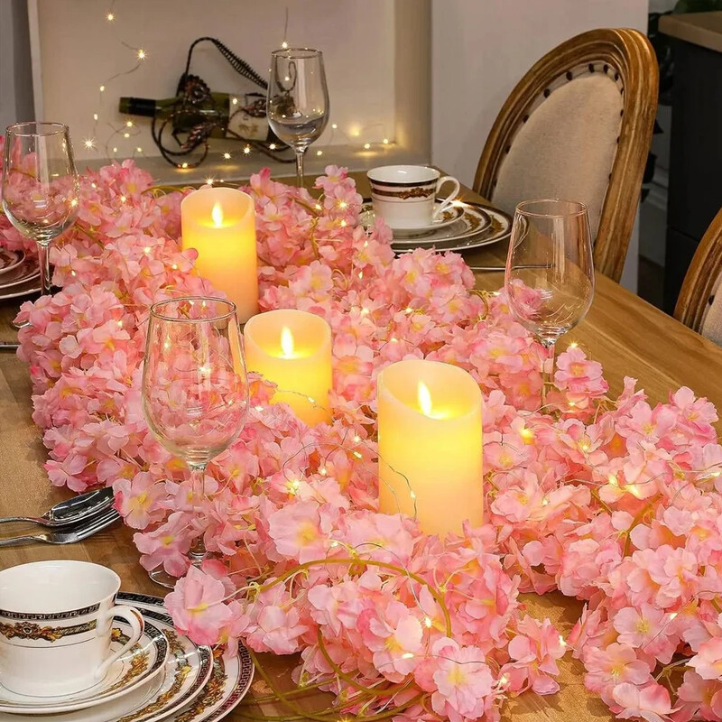 Cseresznyevirág zsinór 20 LED-es füzér művirág füzér szőlő tündéri fények hálószoba esküvői parti dekorációhoz