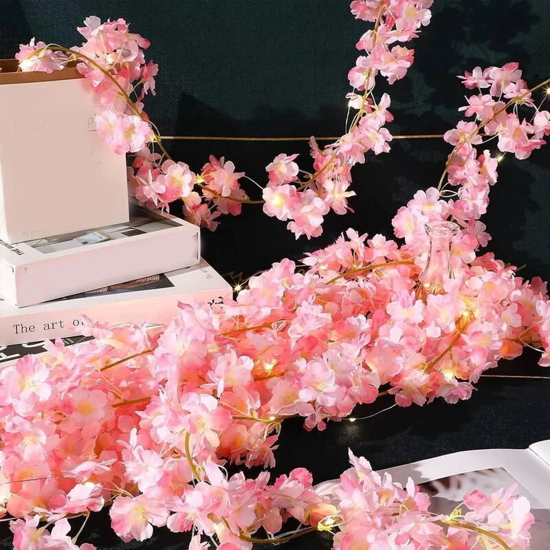 Cseresznyevirág zsinór 20 LED-es füzér művirág füzér szőlő tündéri fények hálószoba esküvői parti dekorációhoz