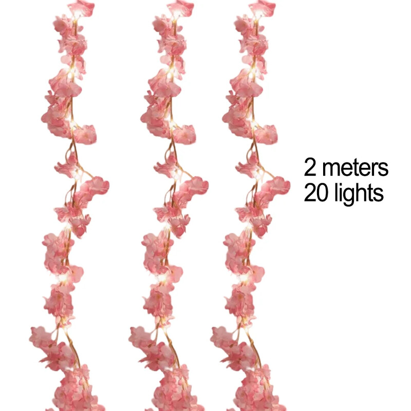 Cseresznyevirág zsinór 20 LED-es füzér művirág füzér szőlő tündéri fények hálószoba esküvői parti dekorációhoz