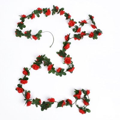 2,5m Rose Vine Fake Flower Garland Τεχνητά λουλούδια που κρέμονται για γάμο Τριαντάφυλλο κισσός Κρεμαστά καλάθια Αψίδα Διακόσμηση φόντου κήπου