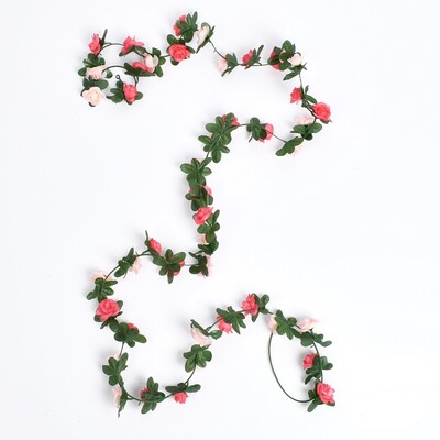 2,5m Rose Vine Fake Flower Garland Τεχνητά λουλούδια που κρέμονται για γάμο Τριαντάφυλλο κισσός Κρεμαστά καλάθια Αψίδα Διακόσμηση φόντου κήπου