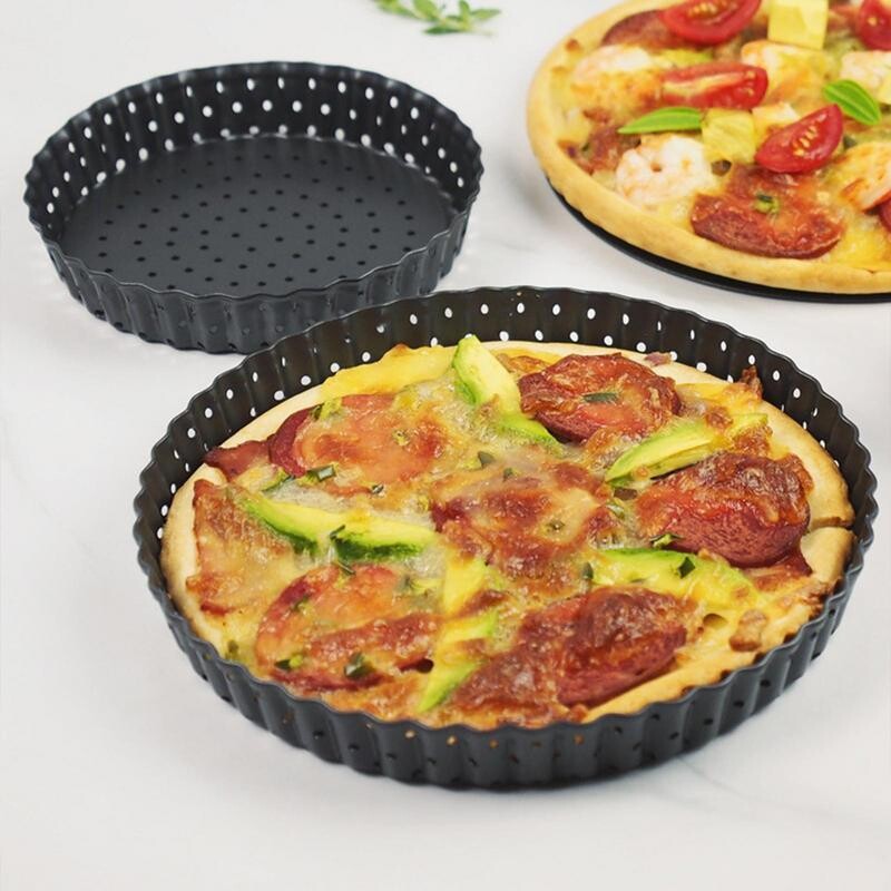 Pizza tálca sütőben, szénacél tapadásmentes pizzaserpenyővel, jó hővezető képességgel, többfunkciós gépben mosható sütéssel