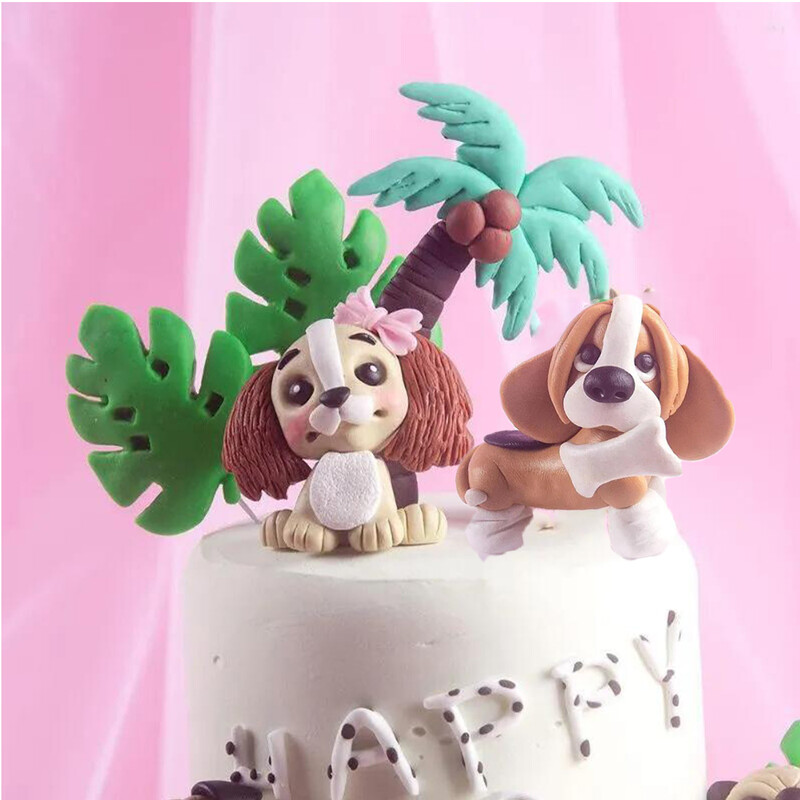 4db Ünnepi kellékek Rajzfilm Kutya Állat Tortafedő Aranyos Fazekas Erdei Dzsungel Szafari Kutyák Cupcake Decor1st Birthday PartyFavor