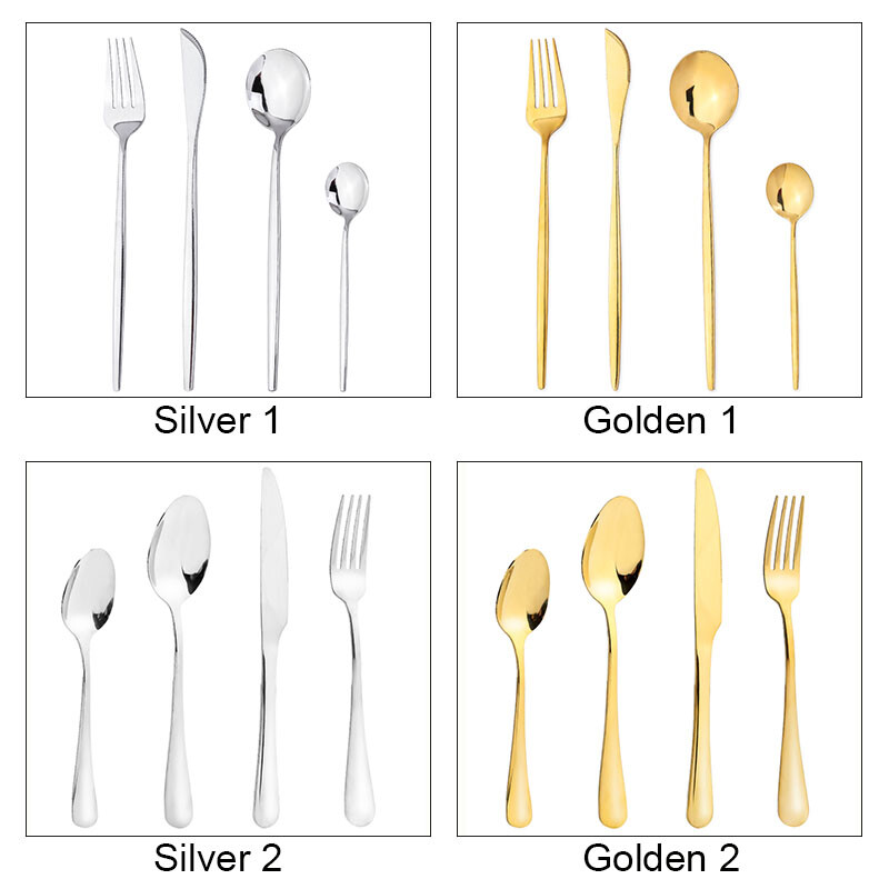 4 DB/készlet evőeszköz készlet 304 rozsdamentes acél étkészlet konyhai étkészlet kiváló minőségű arany kanalak villák evőeszköz készlet