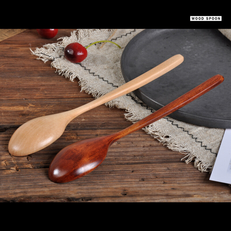 2db/készlet Hosszú fakanál Evőeszköz Leveskanál Keverőkanál Forrázásgátló Tea Kávé Keverőkanál Főzőedény Eszközök Újrafelhasználható