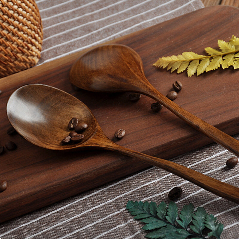 Fa leveses kanál Konyha főzőedények Eszközök Hosszú nyelű kanál Desszert Kávé Tea Keverőkanál Étterem Otthon Nyilvános kanál