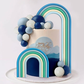 2 бр. Rainbow Cake Toppers Цветни топки Декорации за торти за сватба Baby Shower Момичета Момчета Консумативи за рожден ден