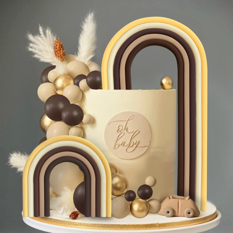 2db szivárványos tortafeltétek színes golyós tortadíszek esküvői babaváró lányoknak fiúknak születésnapi parti kellékek