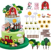 30 ΤΕΜ. Φάρμας Animal Cow Cake Topper Decorations for Farm Animal Theme Birthday Baby Shower Party