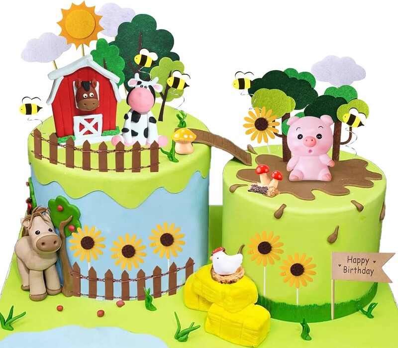 30 db haszonállat tehéntorta-dekoráció haszonállat témájú születésnapi babaváró partihoz