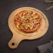 Tabla de taiere din bambus cu maner Tava de pizza rotunda dreptunghiulara din lemn Pizza pentru coacerea painei Legume Brânză Instrument de bucătărie