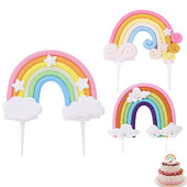 1 τμχ Rainbow Birthday Cake Topper Decoration Lovely Star Rainbow Cloud Happy Birthday Party Cake Topper Decor