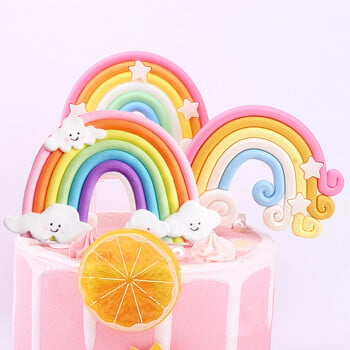 1бр Rainbow Birthday Cake Topper Decoration Прекрасна звезда Rainbow Cloud Happy Birthday Party Cake Topper Decor