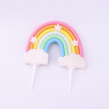 1бр Rainbow Birthday Cake Topper Decoration Прекрасна звезда Rainbow Cloud Happy Birthday Party Cake Topper Decor