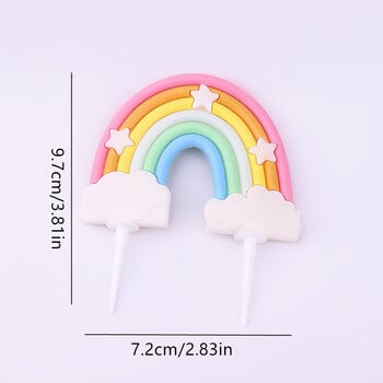 1бр Rainbow Birthday Cake Topper Decoration Прекрасна звезда Rainbow Cloud Happy Birthday Party Cake Topper Decor