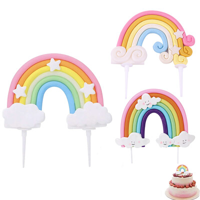 1 τμχ Rainbow Birthday Cake Topper Decoration Lovely Star Rainbow Cloud Happy Birthday Party Cake Topper Decor