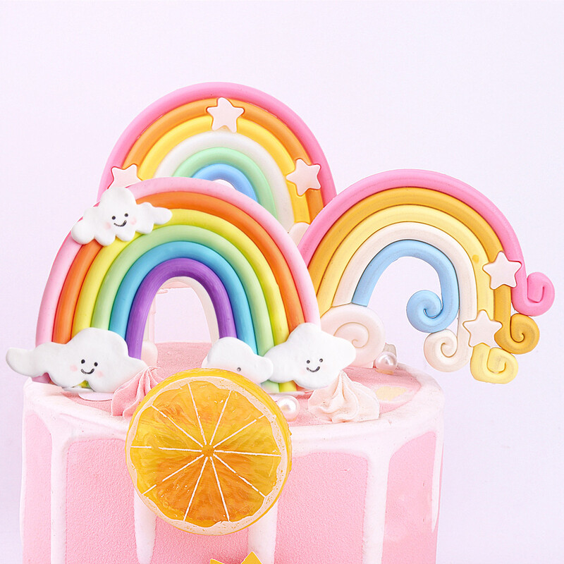1db szivárványos születésnapi torta tetejének dekorációja Lovely Star Rainbow Cloud Boldog születésnapi parti torta tetejének dekorációja