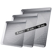 8/10/12 inch Tavă pătrată antiaderență pentru pizza crocantă cu găuri, din aliaj de aluminiu perforat, tavă pentru cuptor pentru pizza.