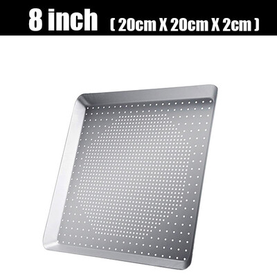 8/10/12 inch Tavă pătrată antiaderență pentru pizza crocantă cu găuri, din aliaj de aluminiu perforat, tavă pentru cuptor pentru pizza.