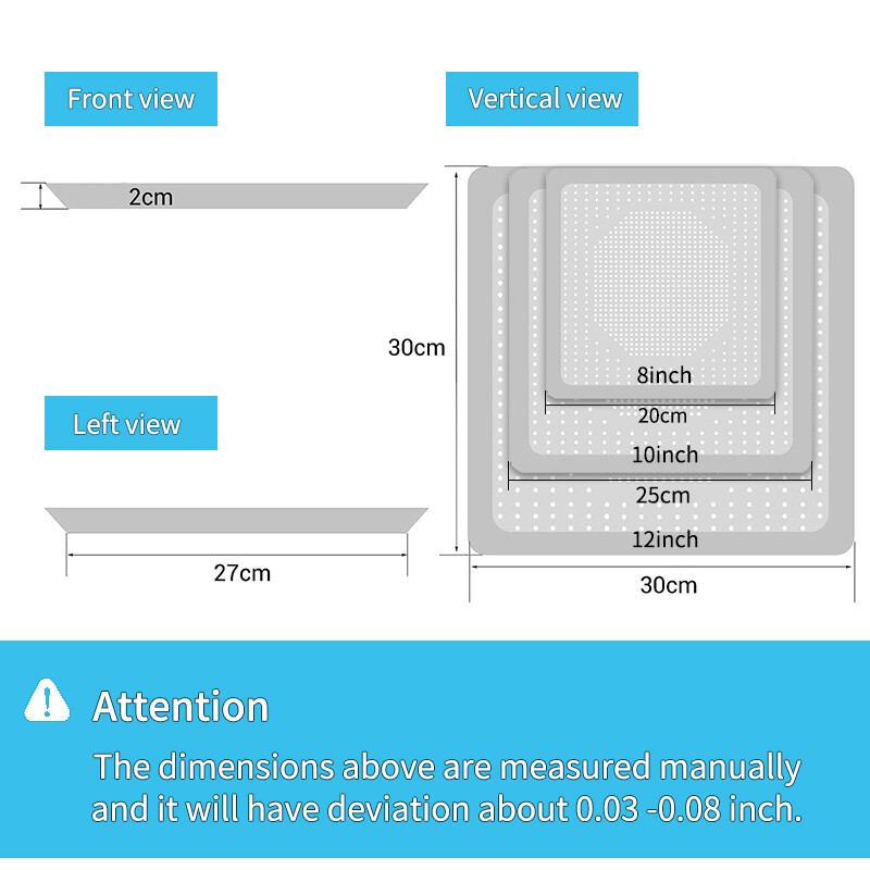 8/10/12 inch Tavă pătrată antiaderență pentru pizza crocantă cu găuri, din aliaj de aluminiu perforat, tavă pentru cuptor pentru pizza.