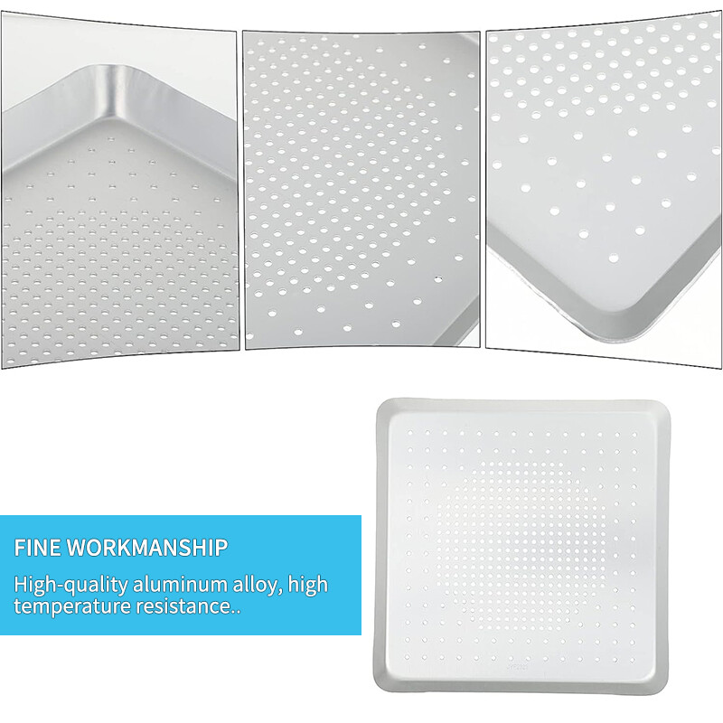 8/10/12 inch Tavă pătrată antiaderență pentru pizza crocantă cu găuri, din aliaj de aluminiu perforat, tavă pentru cuptor pentru pizza.