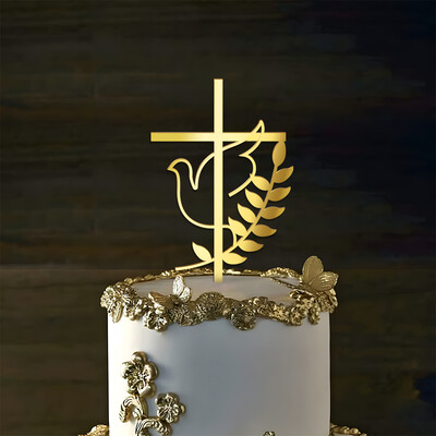 3 ΤΕΜ. Cross Cake Topper Χρυσό Ακρυλικό Βάπτιση Communion Party Διακοσμητικό κέικ προμήθεια