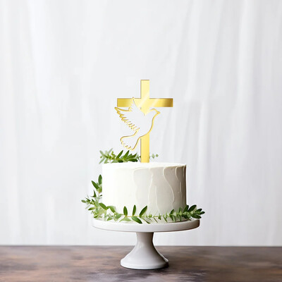 3 ΤΕΜ. Cross Cake Topper Χρυσό Ακρυλικό Βάπτιση Communion Party Διακοσμητικό κέικ προμήθεια