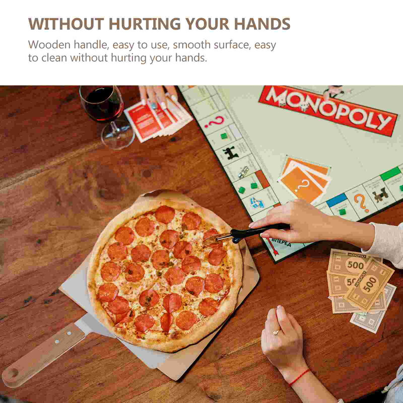 Spatulă pentru pizza Păstrată pătrată pentru coajă pentru pizza pentru cuptor Lifter prăjituri pentru prăjituri mari Coji pentru pizza din metal 10 inch