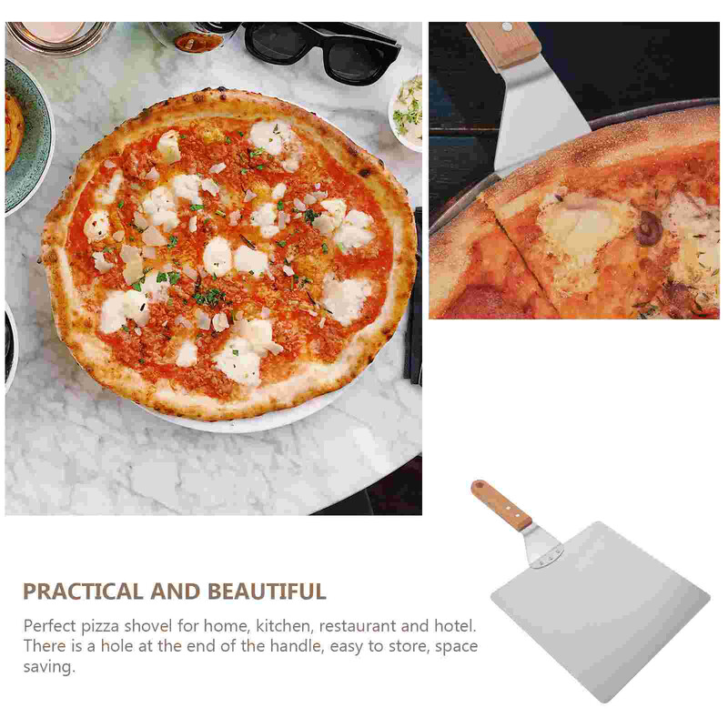 Spatulă pentru pizza Păstrată pătrată pentru coajă pentru pizza pentru cuptor Lifter prăjituri pentru prăjituri mari Coji pentru pizza din metal 10 inch