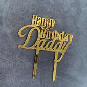 1PC INS Ακρυλικό Happy Birthday Mommy Daddy My Love Toppers για Γυναικεία Ανδρικά Μαμά Μπαμπάς Εργαλεία διακόσμησης τούρτας γενεθλίων για πάρτι