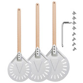 7/8/9 inch, aluminiu perforat, coajă pentru pizza, paletă rotundă de metal pentru pizza, mâner din lemn antiderapant, spatulă pentru pizza, lopată, unelte de coacere