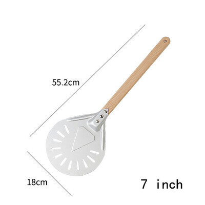 7/8/9 inch, aluminiu perforat, coajă pentru pizza, paletă rotundă de metal pentru pizza, mâner din lemn antiderapant, spatulă pentru pizza, lopată, unelte de coacere