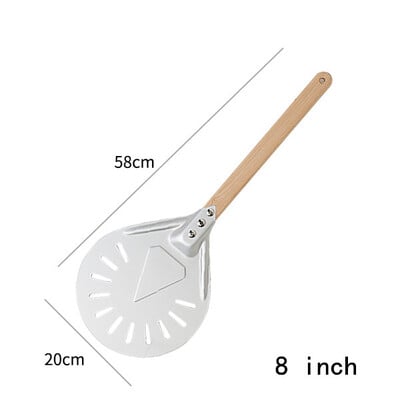 7/8/9 inch, aluminiu perforat, coajă pentru pizza, paletă rotundă de metal pentru pizza, mâner din lemn antiderapant, spatulă pentru pizza, lopată, unelte de coacere