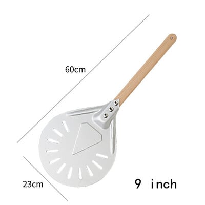 7/8/9 inch, aluminiu perforat, coajă pentru pizza, paletă rotundă de metal pentru pizza, mâner din lemn antiderapant, spatulă pentru pizza, lopată, unelte de coacere