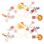 Cartoon Circus Animal Cake Topper Διακοσμητικά Circus Animal Cupcake Toppers