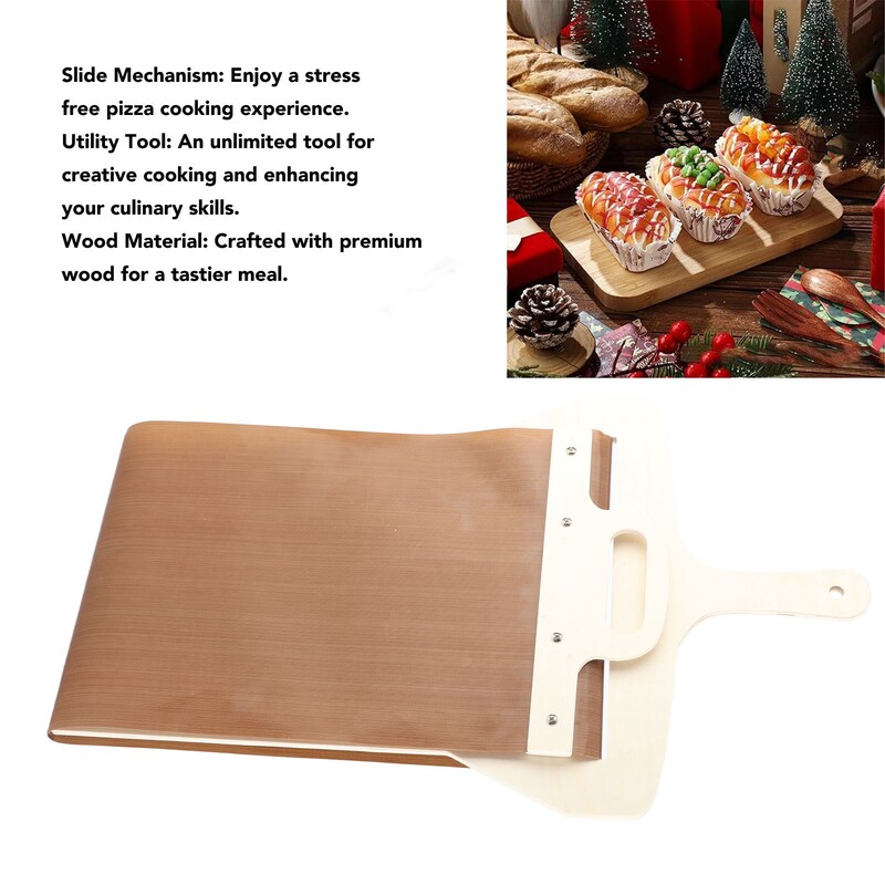 Coji de pizza glisantă Greutate ușoară Lemn Ușor de utilizat Paletă pentru pizza de casă cu prindere confortabilă, versatilă