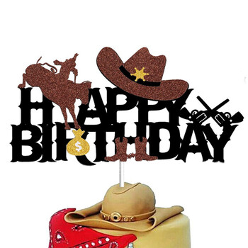 Cowboy Cake Toppers Χρόνια πολλά Διακόσμηση τούρτας με θέμα ιπποδρομίες Διακοσμήσεις τούρτας για αγόρια κορίτσια Γενέθλια παιδικό ντους