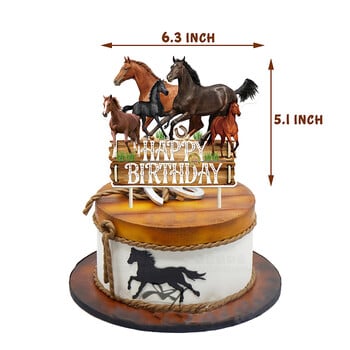 Cowboy Cake Toppers Χρόνια πολλά Διακόσμηση τούρτας με θέμα ιπποδρομίες Διακοσμήσεις τούρτας για αγόρια κορίτσια Γενέθλια παιδικό ντους